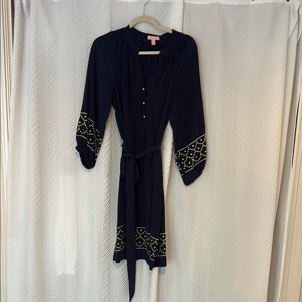Lilly Pulitzer Elegant navy Dress with Gold Accents